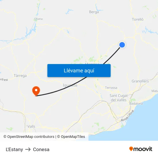 L'Estany to Conesa map
