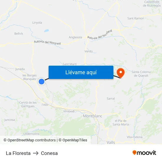 La Floresta to Conesa map