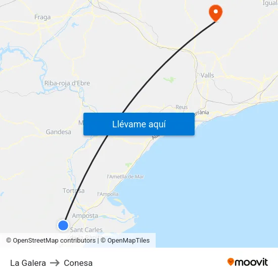 La Galera to Conesa map