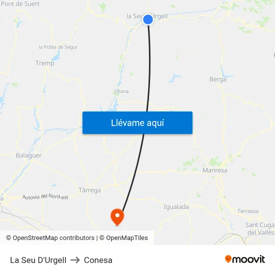 La Seu D'Urgell to Conesa map