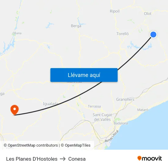 Les Planes D'Hostoles to Conesa map