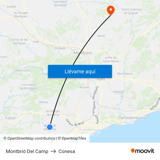 Montbrió Del Camp to Conesa map