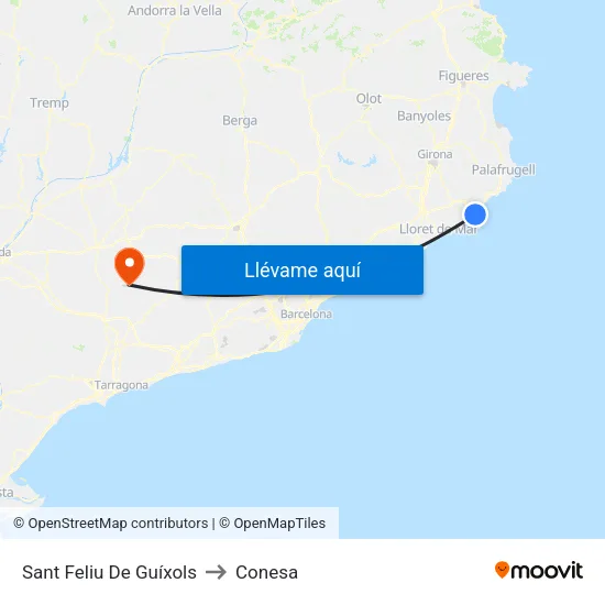Sant Feliu De Guíxols to Conesa map