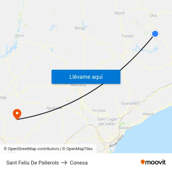 Sant Feliu De Pallerols to Conesa map