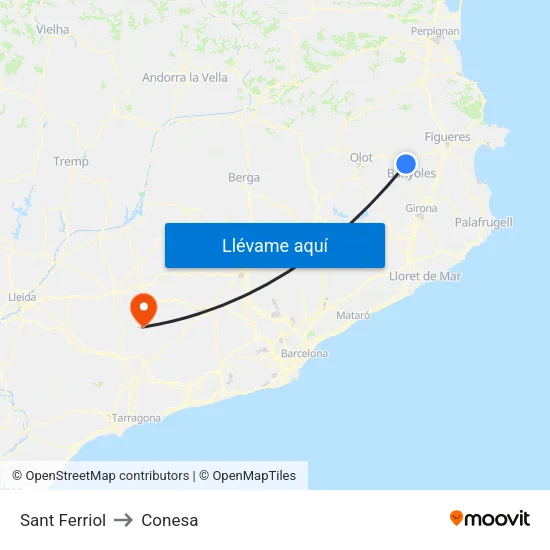 Sant Ferriol to Conesa map