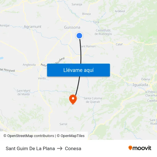 Sant Guim De La Plana to Conesa map