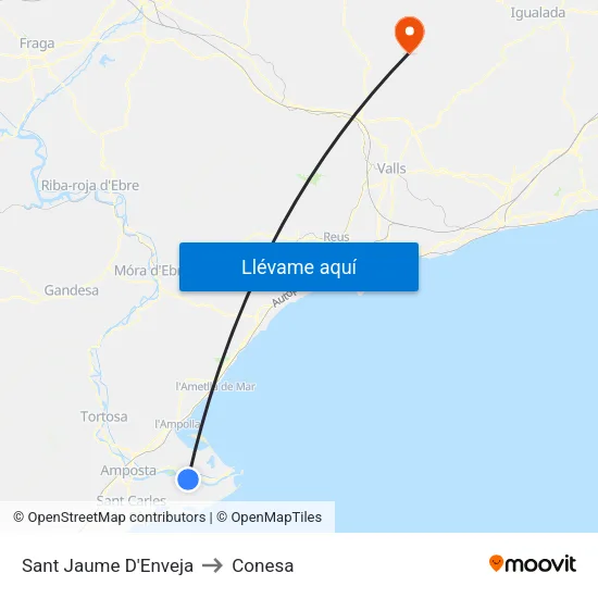 Sant Jaume D'Enveja to Conesa map