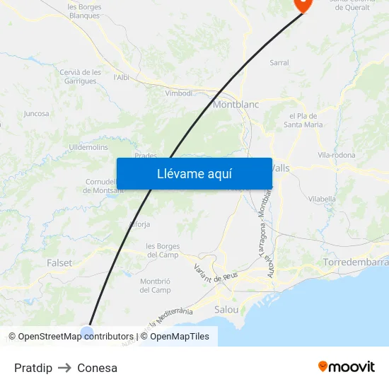 Pratdip to Conesa map
