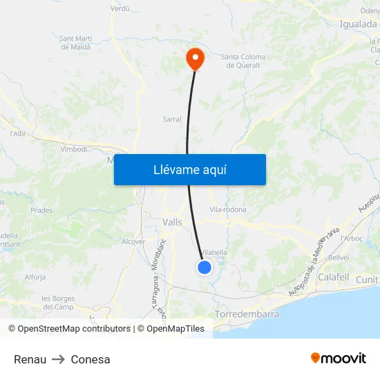 Renau to Conesa map