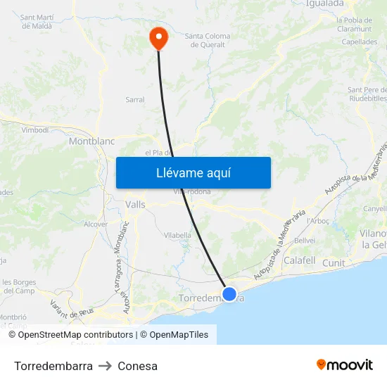 Torredembarra to Conesa map