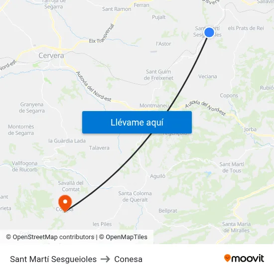 Sant Martí Sesgueioles to Conesa map