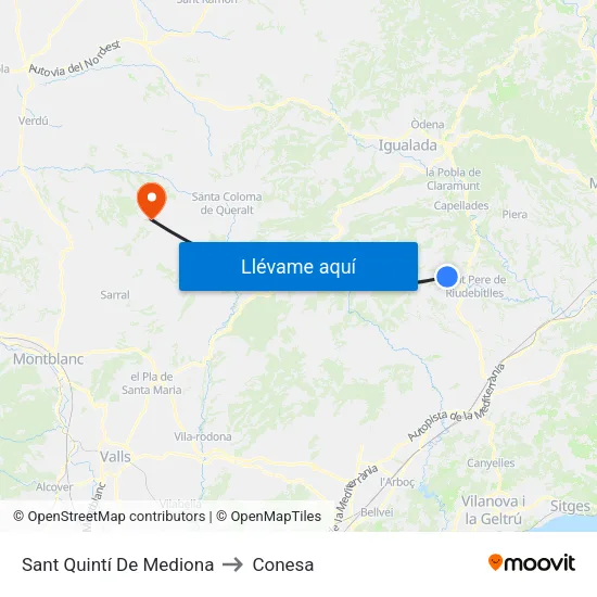 Sant Quintí De Mediona to Conesa map