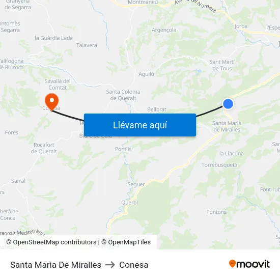 Santa Maria De Miralles to Conesa map