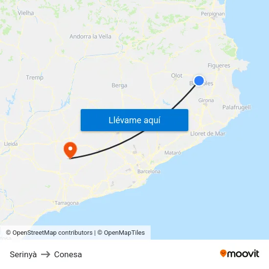 Serinyà to Conesa map