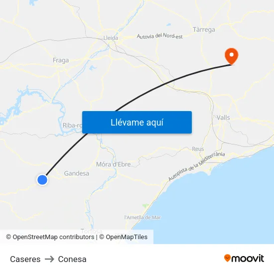 Caseres to Conesa map