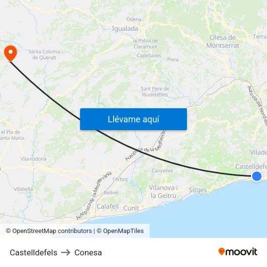 Castelldefels to Conesa map