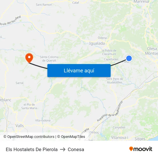 Els Hostalets De Pierola to Conesa map