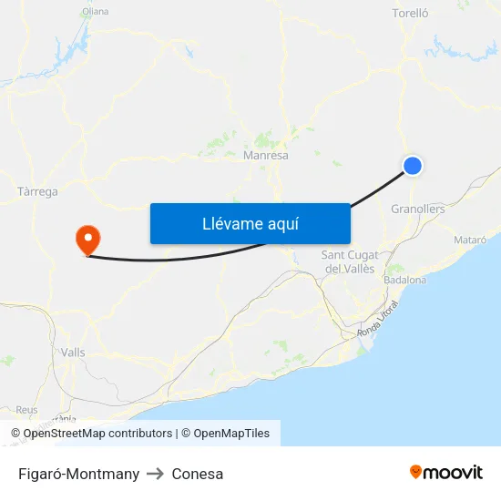 Figaró-Montmany to Conesa map