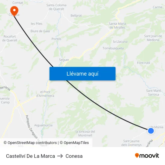 Castellví De La Marca to Conesa map