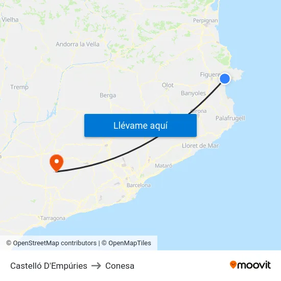Castelló D'Empúries to Conesa map