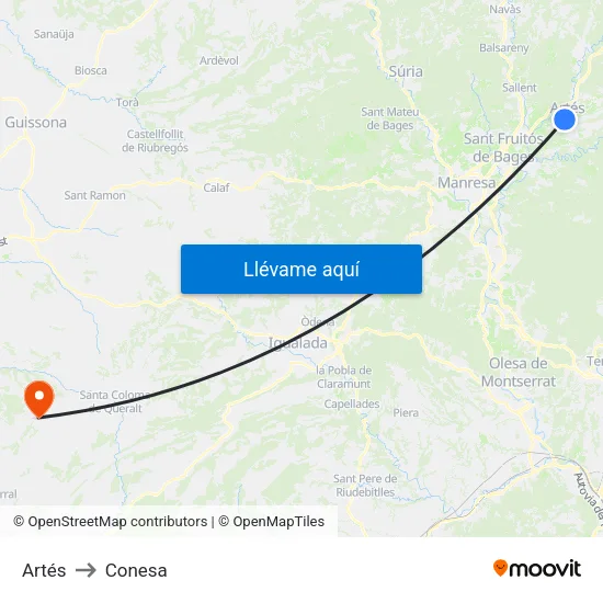 Artés to Conesa map