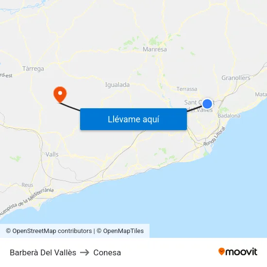 Barberà Del Vallès to Conesa map