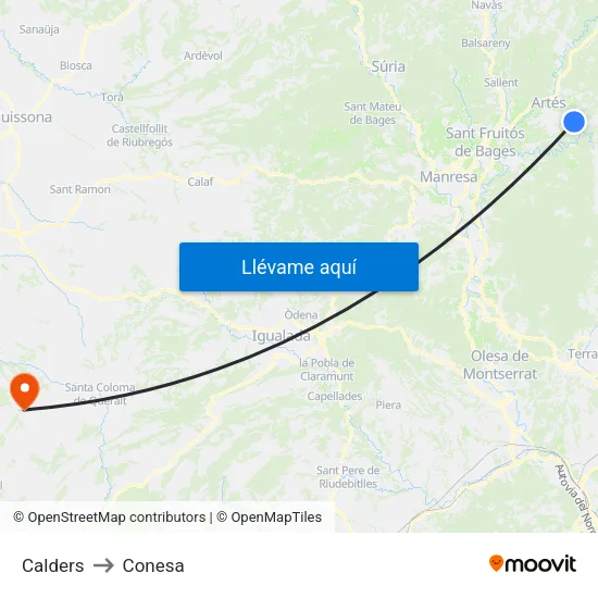 Calders to Conesa map