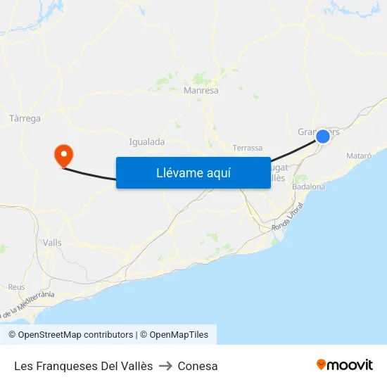 Les Franqueses Del Vallès to Conesa map
