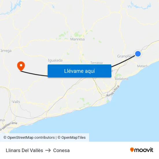 Llinars Del Vallès to Conesa map