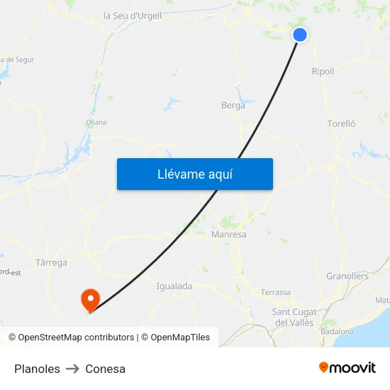 Planoles to Conesa map