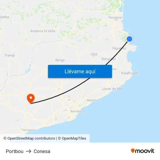 Portbou to Conesa map