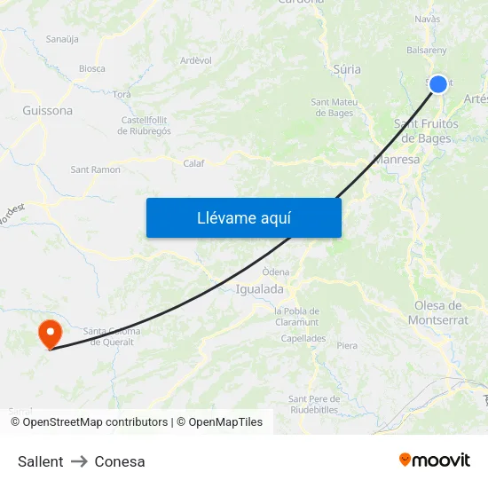Sallent to Conesa map