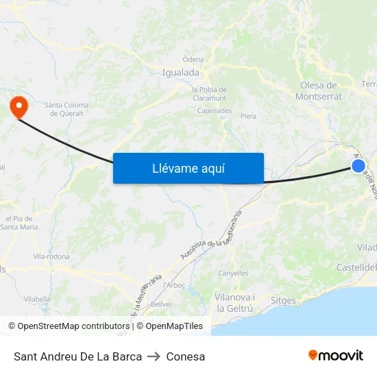 Sant Andreu De La Barca to Conesa map