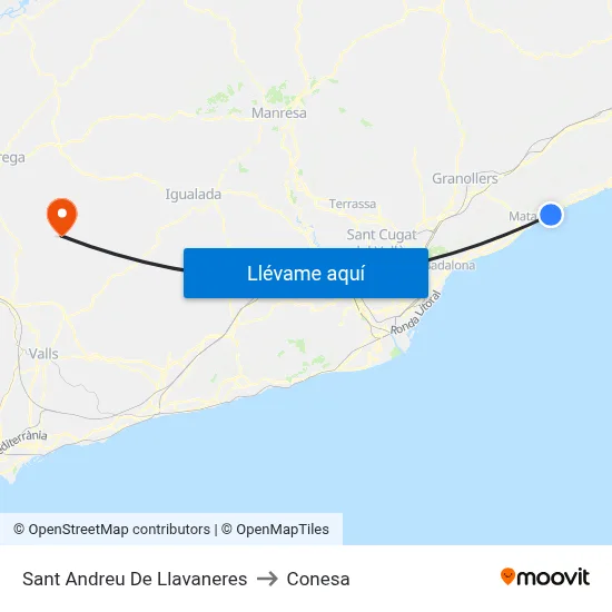 Sant Andreu De Llavaneres to Conesa map