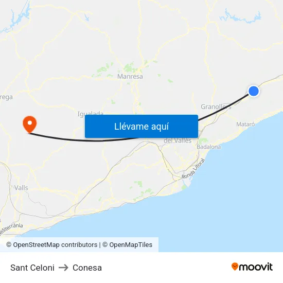 Sant Celoni to Conesa map