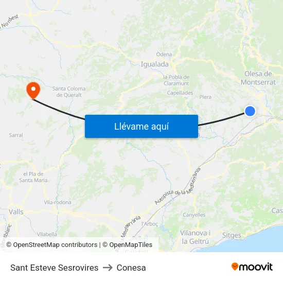 Sant Esteve Sesrovires to Conesa map