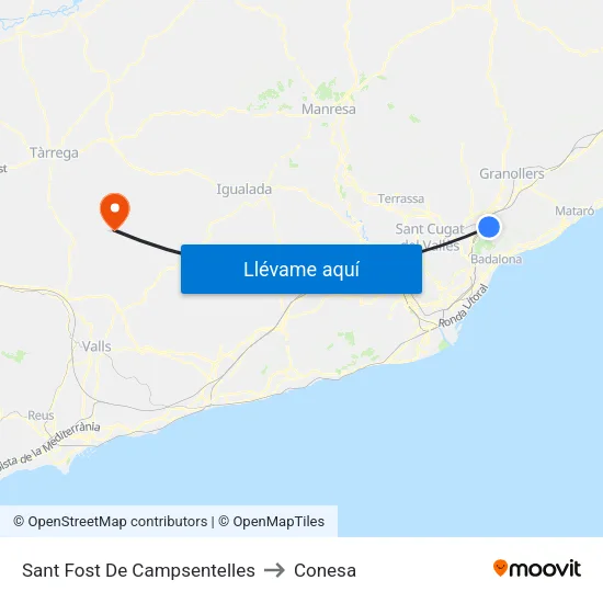 Sant Fost De Campsentelles to Conesa map
