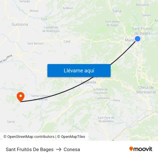 Sant Fruitós De Bages to Conesa map