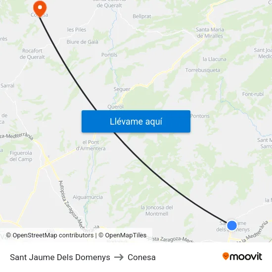 Sant Jaume Dels Domenys to Conesa map