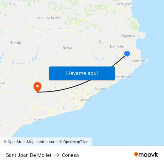 Sant Joan De Mollet to Conesa map