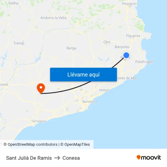 Sant Julià De Ramis to Conesa map