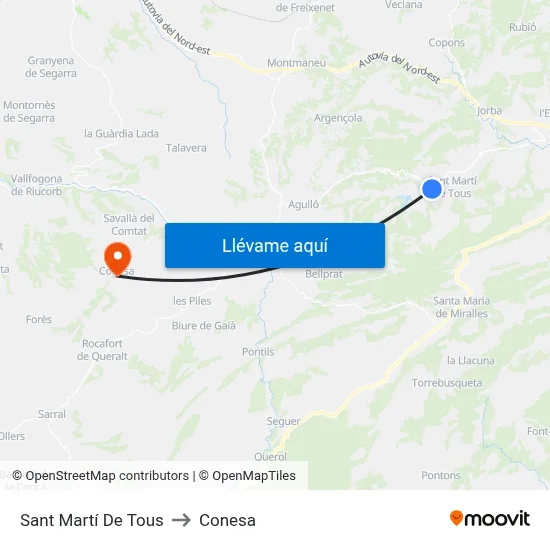 Sant Martí De Tous to Conesa map