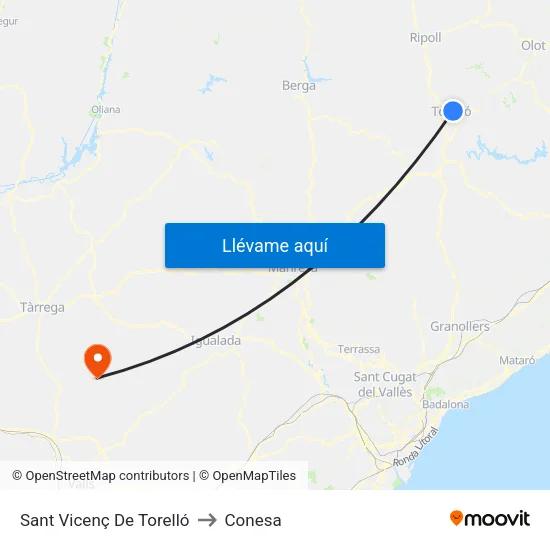 Sant Vicenç De Torelló to Conesa map