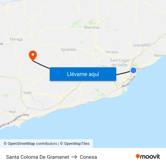 Santa Coloma De Gramenet to Conesa map