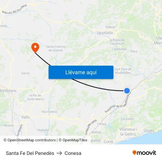 Santa Fe Del Penedès to Conesa map