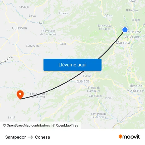 Santpedor to Conesa map