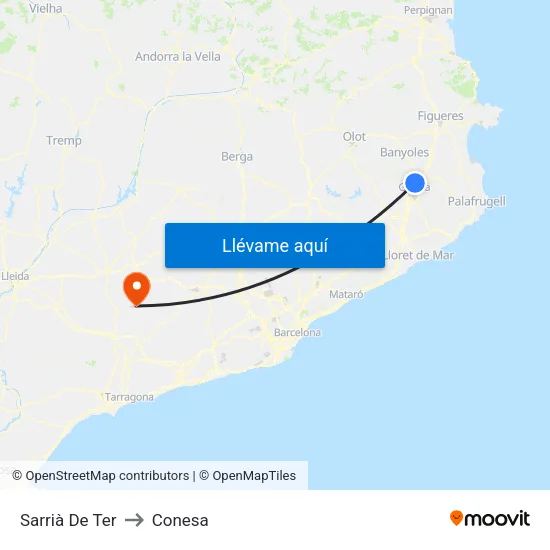 Sarrià De Ter to Conesa map