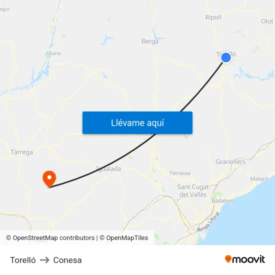 Torelló to Conesa map