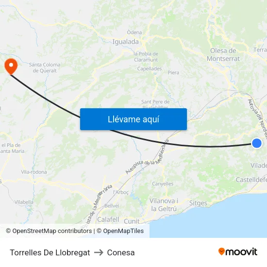 Torrelles De Llobregat to Conesa map