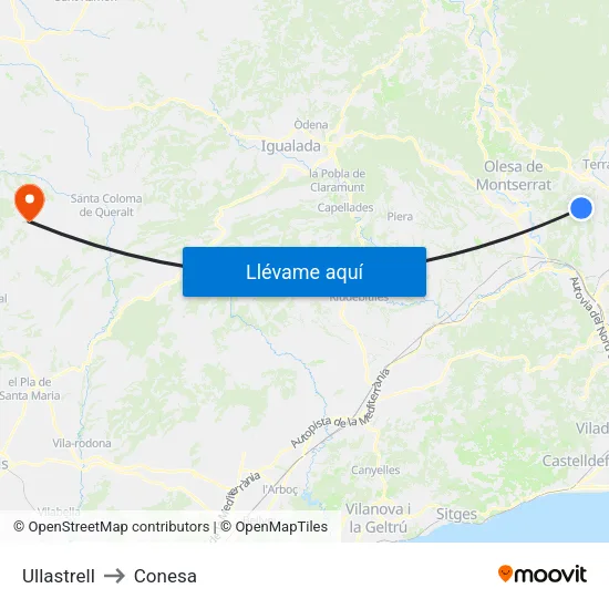 Ullastrell to Conesa map